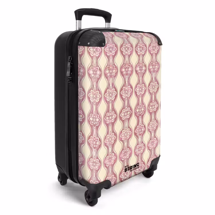 Koffer - Lila-Rosa – Blumen – Retro – Muster - Paarsroze - Bloemen - Retro - Patroon NBS - Handbagage koffer - Vrouwen middel