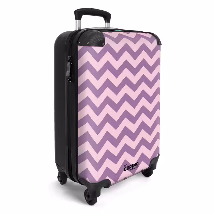 Koffer - Lila – Rosa – Geometrisch – Chevron – Zickzack – Muster - Paars - Roze - Geometrisch - Chevron - Zigzag - Patroon NBS - Handbagage koffer - Vrouwen middel