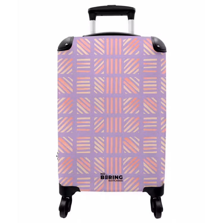 Koffer - Lila – Rosa – Geometrisch – Streifen – Blöcke – Muster - Paars - Roze - Geometrisch - Strepen - Blokken - Patroon NBS - Handbagage koffer - Vrouwen middel