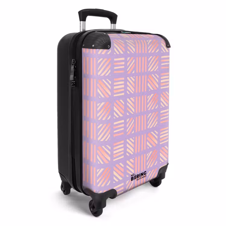 Koffer - Lila – Rosa – Geometrisch – Streifen – Blöcke – Muster - Paars - Roze - Geometrisch - Strepen - Blokken - Patroon NBS - Handbagage koffer - Vrouwen middel