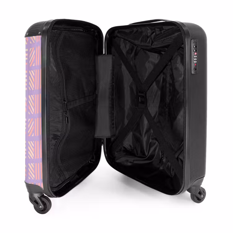 Koffer - Lila – Rosa – Geometrisch – Streifen – Blöcke – Muster - Paars - Roze - Geometrisch - Strepen - Blokken - Patroon NBS - Handbagage koffer - Vrouwen middel