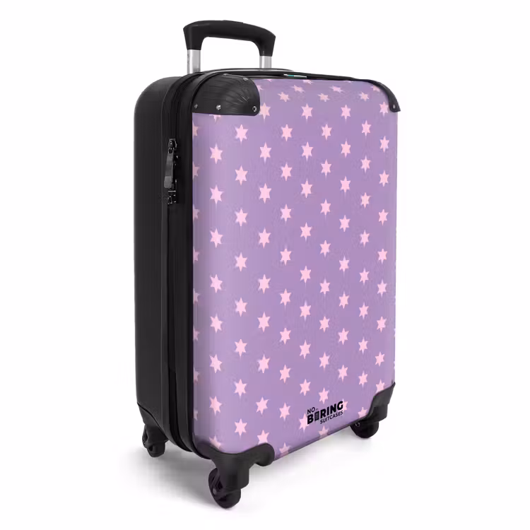 Koffer - Lila – Rosa – Sterne – Geometrisch – Muster - Paars - Roze - Sterren - Geometrisch - Patroon NBS - Handbagage koffer - Vrouwen middel