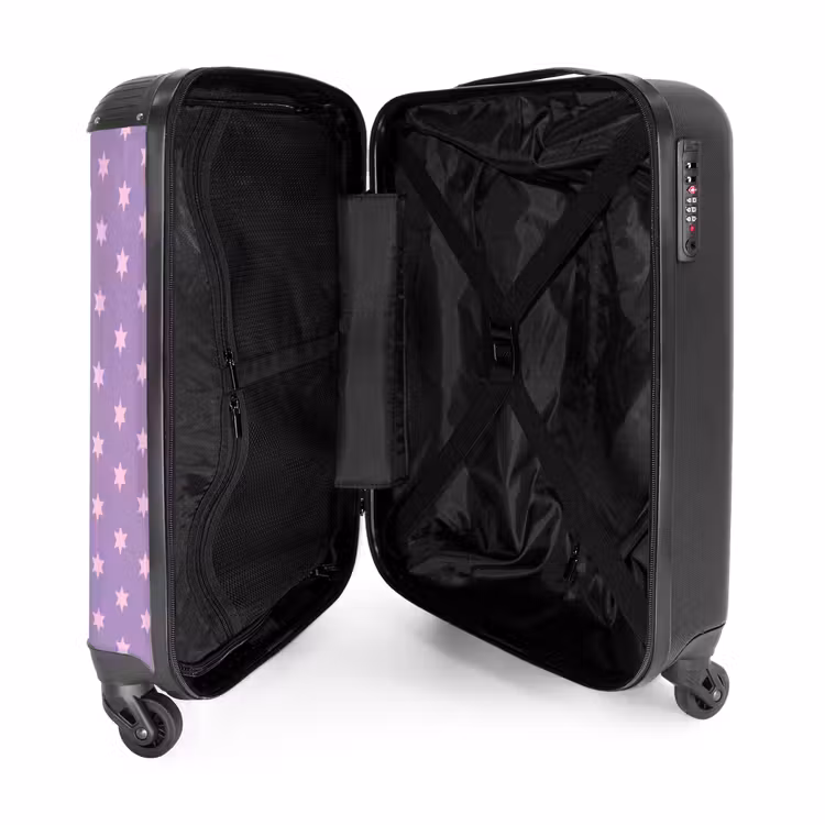 Koffer - Lila – Rosa – Sterne – Geometrisch – Muster - Paars - Roze - Sterren - Geometrisch - Patroon NBS - Handbagage koffer - Vrouwen middel