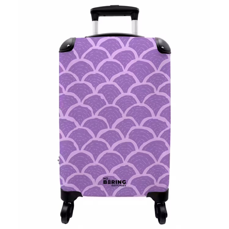 Koffer - Lila – Schuppen – Muscheln – Handgezeichnet – Muster - Paars - Schubber - Schelpen - Handgetekend - Patroon NBS - Handbagage koffer - Vrouwen middel