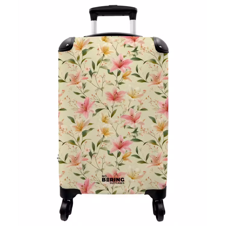 Koffer - Lilien – Gelassen – Farbenfroh - Lelies - Sereen - Kleurrijk NBS - Handbagage koffer - Vrouwen middel