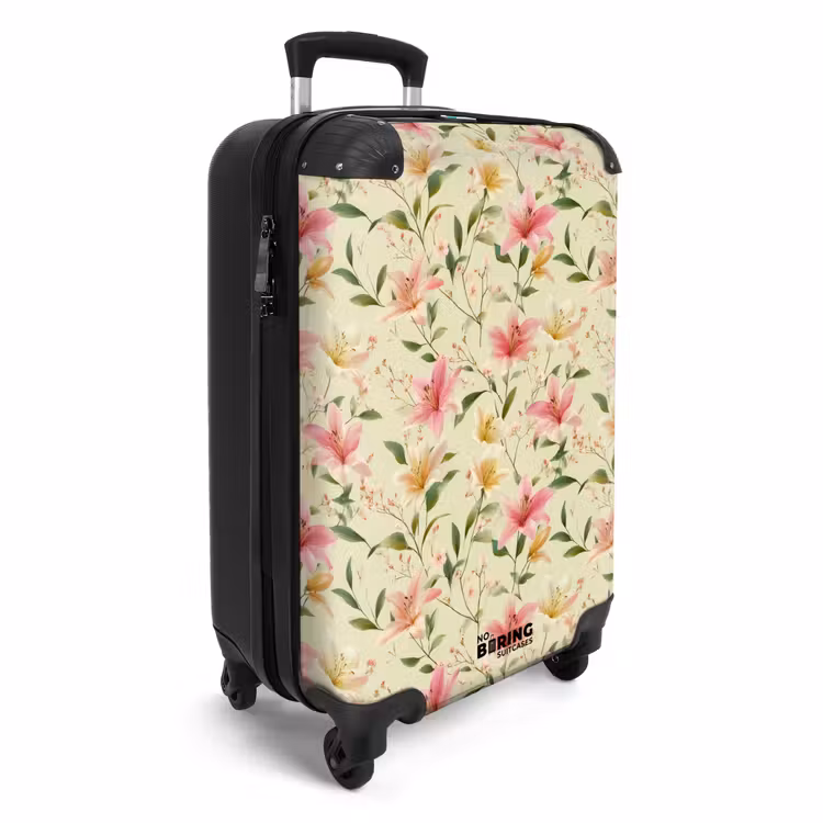Koffer - Lilien – Gelassen – Farbenfroh - Lelies - Sereen - Kleurrijk NBS - Handbagage koffer - Vrouwen middel