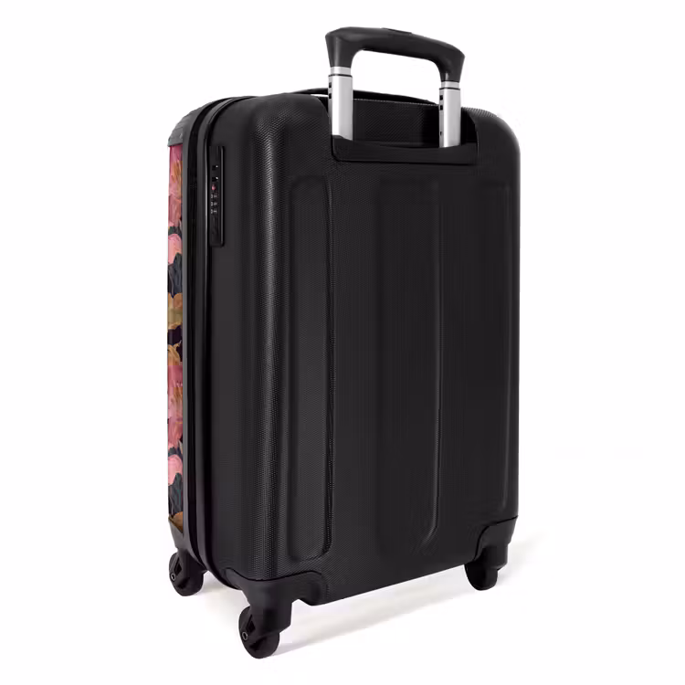 Koffer - Lilien – Muster – Rosa – Gold - Lelies - Patroon - Roze - Goud NBS - Handbagage koffer - Vrouwen middel