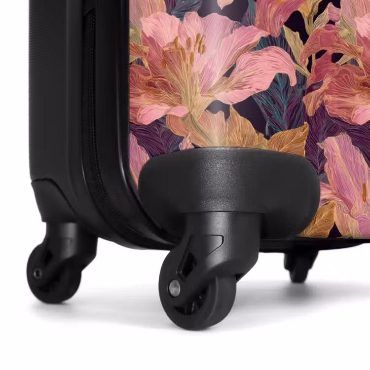 Koffer - Lilien – Muster – Rosa – Gold - Lelies - Patroon - Roze - Goud NBS - Handbagage koffer - Vrouwen middel