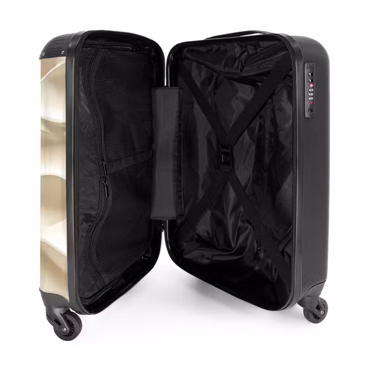 Lijnen - Golvend - Crème NBS - Handbagage koffer - Volwassenen Unisex middel -binnenkant