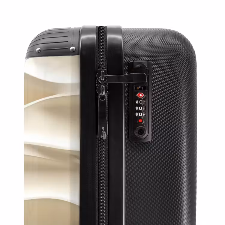 Lijnen - Golvend - Crème NBS - Handbagage koffer - Volwassenen Unisex middel -slot