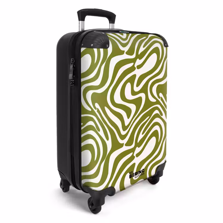 Lijnpatroon - Groen - Organisch NBS - Handbagage koffer - Volwassenen Unisex middel -productfoto_3d
