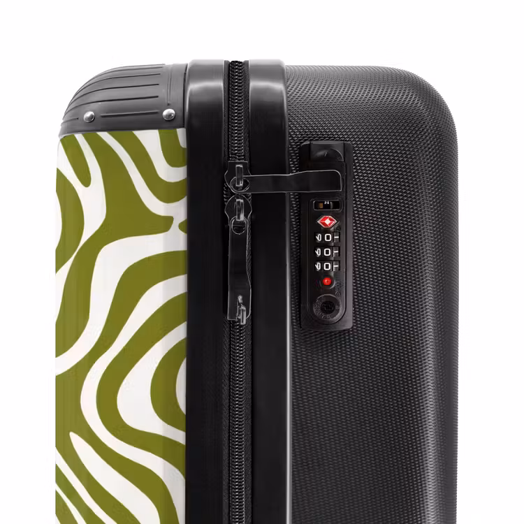 Lijnpatroon - Groen - Organisch NBS - Handbagage koffer - Volwassenen Unisex middel -slot