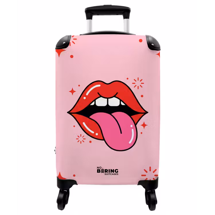 Koffer - Lippen – Zunge – Pop-Art – Bunt – Rosa - Lippen - Tong - Pop-art - Kleurrijk - Roze NBS - Handbagage koffer - Vrouwen middel