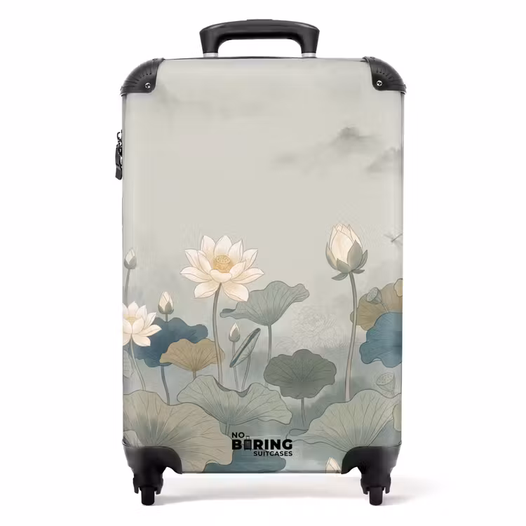 Koffer - Lotus – Blumen – Grün - Lotus - Bloemen - Groen NBS - Handbagage koffer - Volwassenen Unisex middel