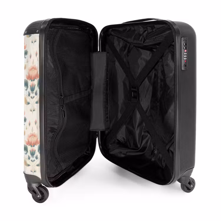 Koffer - Lotus - Blumen - Rosa - Lotus - Bloemen - Roze NBS - Handbagage koffer - Vrouwen middel