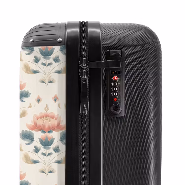 Koffer - Lotus - Blumen - Rosa - Lotus - Bloemen - Roze NBS - Handbagage koffer - Vrouwen middel