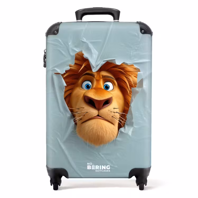 Leeuw met oranje manen door plastic wand NBS - Handbagage koffer - Kinderen Unisex middel -productfoto_recht