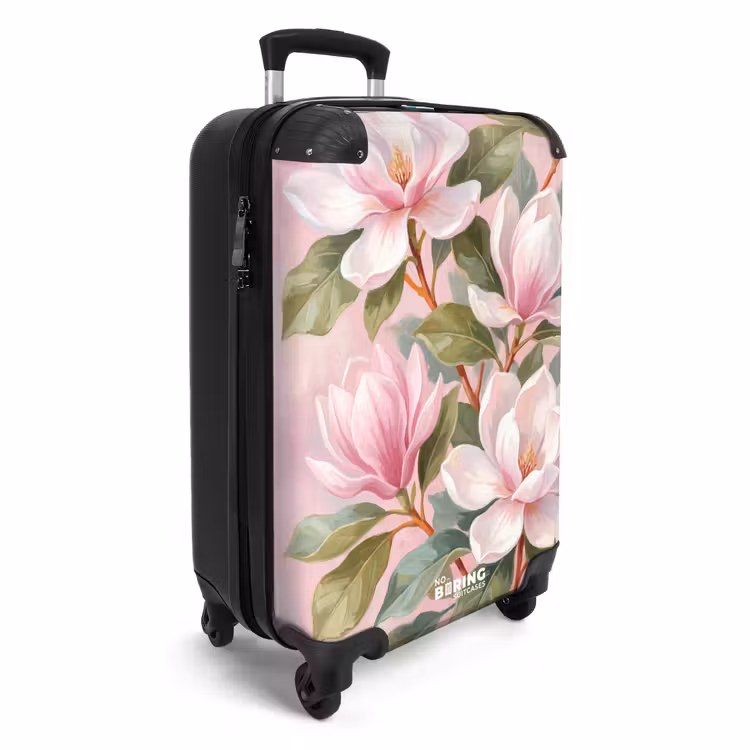 Koffer - Magnolien – Muster – Rosa - Magnolia's - Patroon - Roze NBS - Handbagage koffer - Vrouwen middel