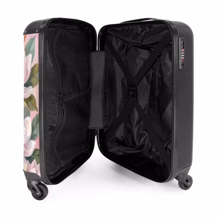 Koffer - Magnolien – Muster – Rosa - Magnolia's - Patroon - Roze NBS - Handbagage koffer - Vrouwen middel