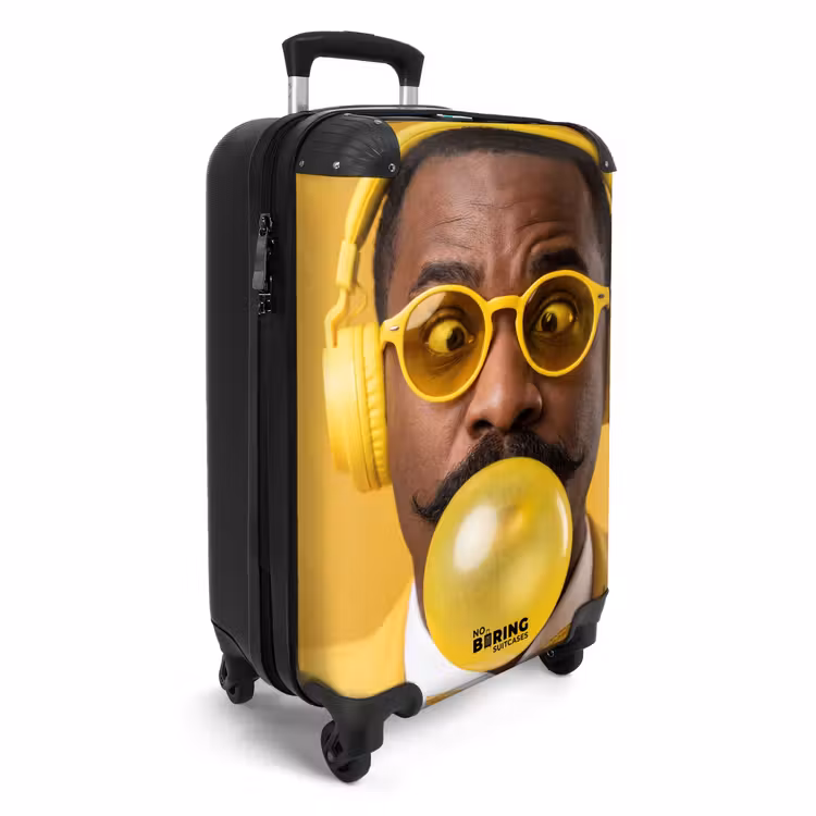 Koffer - Mann – Kaugummi – Porträt – Gelb – Modern - Man - Bubblegum - Portret - Geel - Modern NBS - Handbagage koffer - Volwassenen Unisex middel