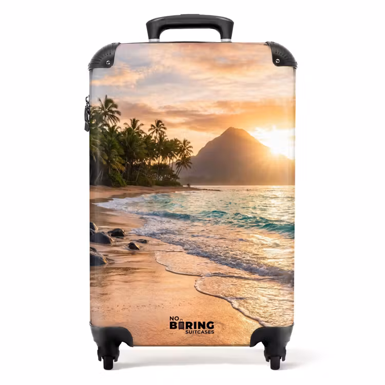Koffer - Meer – Berge – Landschaft – Tropisch – Gold - Zee - Berg - Landschap - Tropisch - Goud NBS - Handbagage koffer - Volwassenen Unisex middel