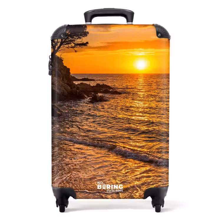 Koffer - Meer – Küste – Sonnenuntergang – Natur – Orange - Zee - Kust - Zonsondergang - Natuur - Oranje NBS - Handbagage koffer - Volwassenen Unisex middel