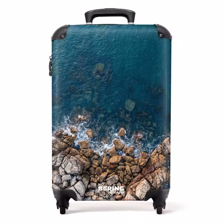 Koffer - Meer – Küstenlinie – Natur – Abstrakt – Blau - Zee - Kustlijn - Natuur - Abstract - Blauw NBS - Handbagage koffer - Volwassenen Unisex middel