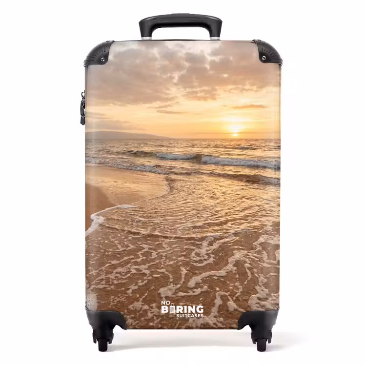 Koffer - Meer – Küstenlinie – Wolken – Landschaft – Orange - Zee - Kustlijn - Wolken - Landschap - Oranje NBS - Handbagage koffer - Volwassenen Unisex middel