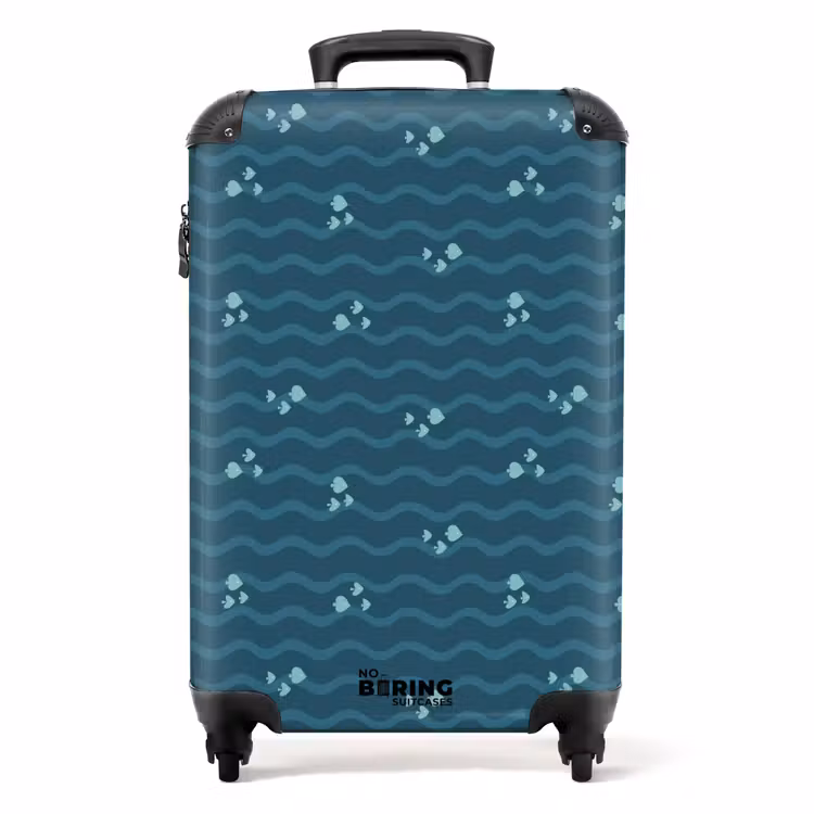 Zee met vissen patroon groen blauw NBS - Handbagage koffer - Kinderen Unisex middel -productfoto_recht