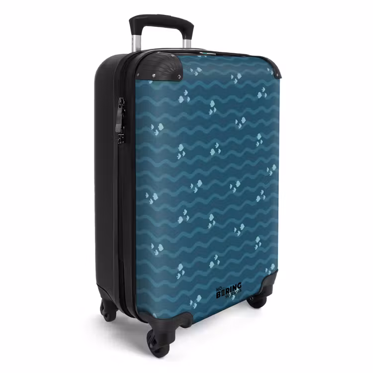 Zee met vissen patroon groen blauw NBS - Handbagage koffer - Kinderen Unisex middel -productfoto_3d