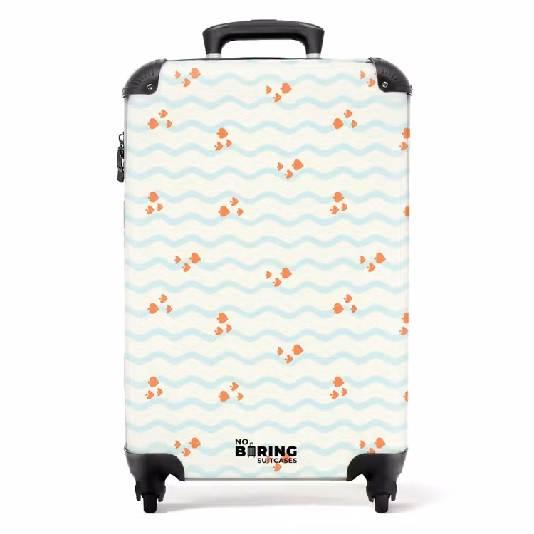 Zee met vissen patroon oranje blauw NBS - Handbagage koffer - Kinderen Unisex middel -productfoto_recht