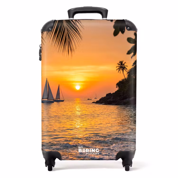 Koffer - Meer – Sonnenuntergang – Boot – Natur – Orange — 1