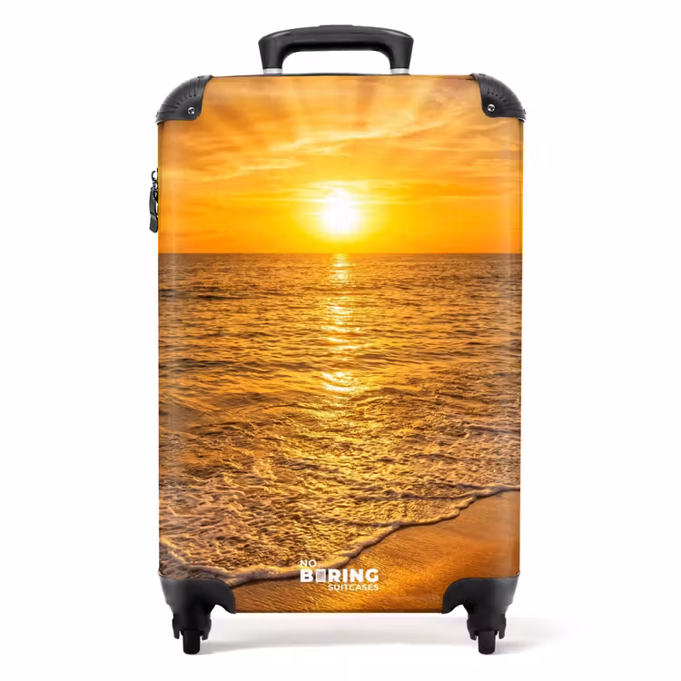 Koffer - Meer – Sonnenuntergang – Wellen – Küste – Orange - Zee - Zonsondergang - Golven - Kust - Oranje NBS - Handbagage koffer - Volwassenen Unisex middel