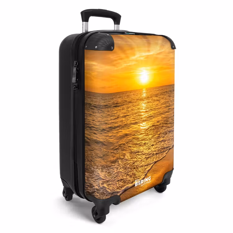 Koffer - Meer – Sonnenuntergang – Wellen – Küste – Orange - Zee - Zonsondergang - Golven - Kust - Oranje NBS - Handbagage koffer - Volwassenen Unisex middel
