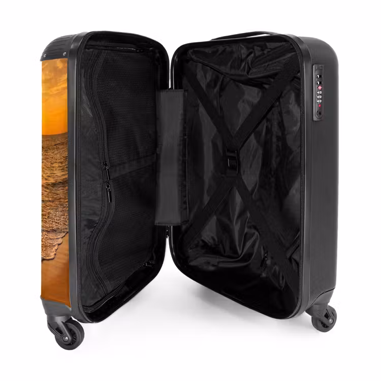 Koffer - Meer – Sonnenuntergang – Wellen – Küste – Orange - Zee - Zonsondergang - Golven - Kust - Oranje NBS - Handbagage koffer - Volwassenen Unisex middel