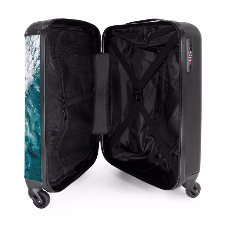Koffer - Meer – Strand – Wellen – Natur – Blau - Zee - Strand - Golven - Natuur - Blauw NBS - Handbagage koffer - Volwassenen Unisex middel