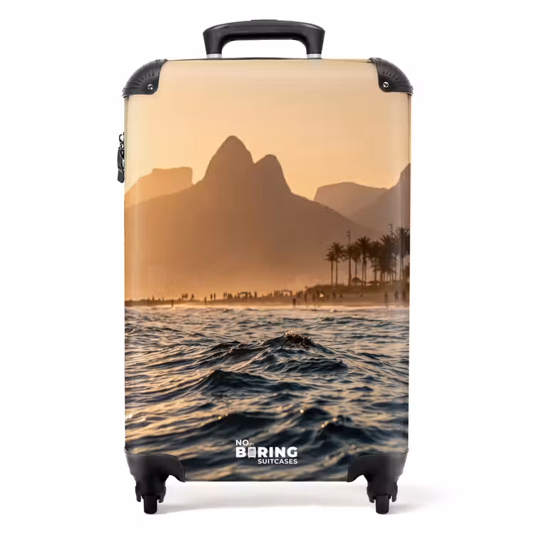 Koffer - Meer – Wellen – Sonnenuntergang – Küste – Gold - Zee - Golven - Zonsondergang - Kust - Goud NBS - Handbagage koffer - Volwassenen Unisex middel