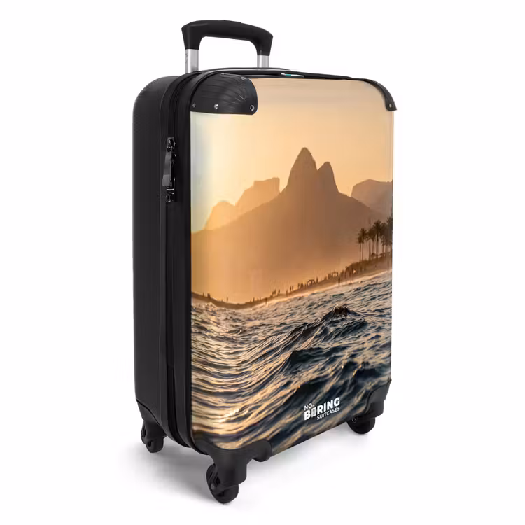 Koffer - Meer – Wellen – Sonnenuntergang – Küste – Gold - Zee - Golven - Zonsondergang - Kust - Goud NBS - Handbagage koffer - Volwassenen Unisex middel