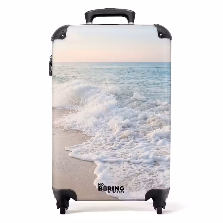 Koffer - Meer – Wellen – Strand – Natur – Weiß - Zee - Golven - Strand - Natuur - Wit NBS - Handbagage koffer - Volwassenen Unisex middel
