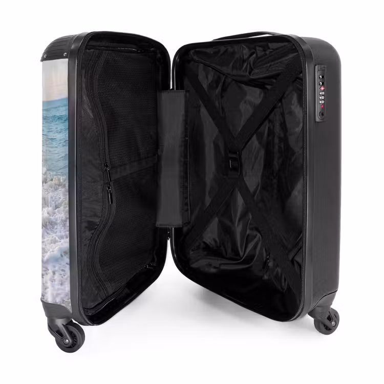Koffer - Meer – Wellen – Strand – Natur – Weiß - Zee - Golven - Strand - Natuur - Wit NBS - Handbagage koffer - Volwassenen Unisex middel