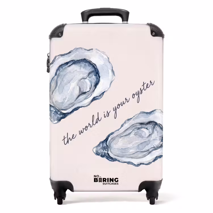 Koffer - Meeresleben – Auster – Aquarell – Minimalistisch – Blau - Zeeleven - Oester - Aquarel - Minimalistisch - Blauw NBS - Handbagage koffer - Volwassenen Unisex middel