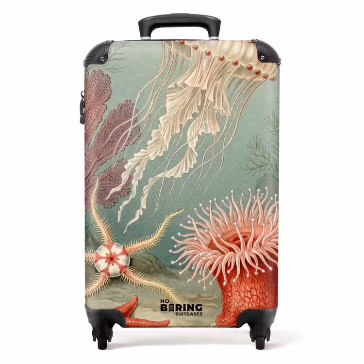 Koffer - Meeresleben – Qualle – Unterwasser – Illustration – Beige - Zeeleven - Kwal - Onderwater - Illustratie - Beige NBS - Handbagage koffer - Volwassenen Unisex middel