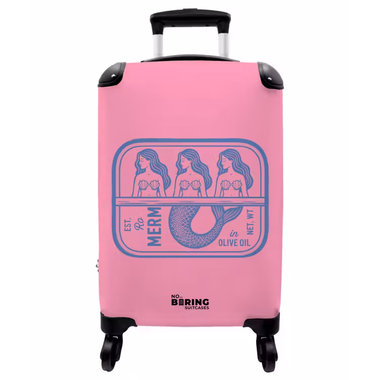 Koffer - Meerjungfrau – Sardinenbüchse – Illustration – Rosa – Retro - Meermin - Sardineblik - Illustratie - Roze - Retro NBS - Handbagage koffer - Vrouwen middel