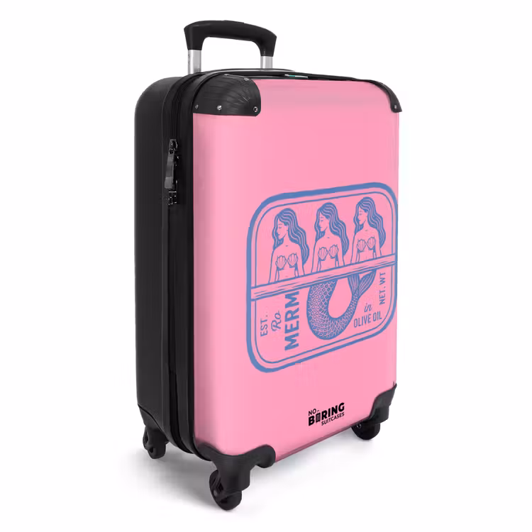Koffer - Meerjungfrau – Sardinenbüchse – Illustration – Rosa – Retro - Meermin - Sardineblik - Illustratie - Roze - Retro NBS - Handbagage koffer - Vrouwen middel