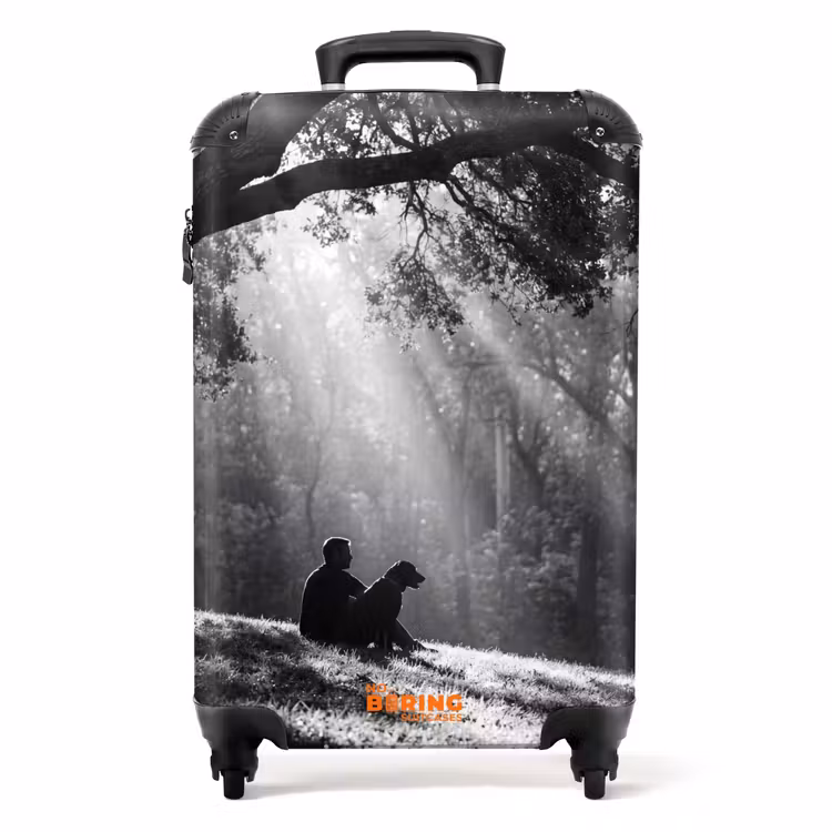 Koffer - Mensch – Hund – Natur – Schwarz-Weiß – Silhouette - Mens - Hond - Natuur - Zwart-wit - Silhouet NBS - Handbagage koffer - Volwassenen Unisex middel