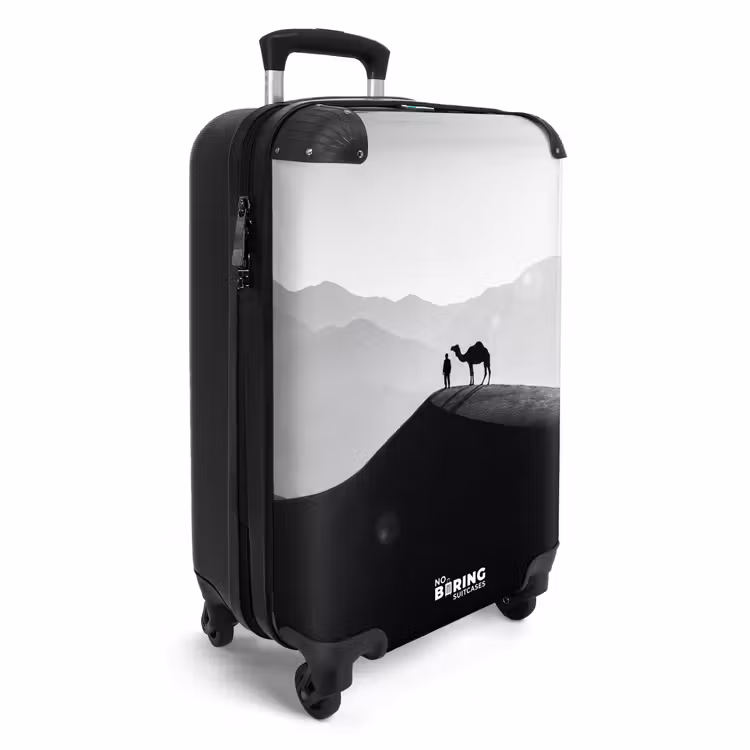 Koffer - Mensch – Kamel – Sanddüne – Natur – Monochrom - Mens - Kameel - Zandduin - Natuur - Monochroom NBS - Handbagage koffer - Volwassenen Unisex middel