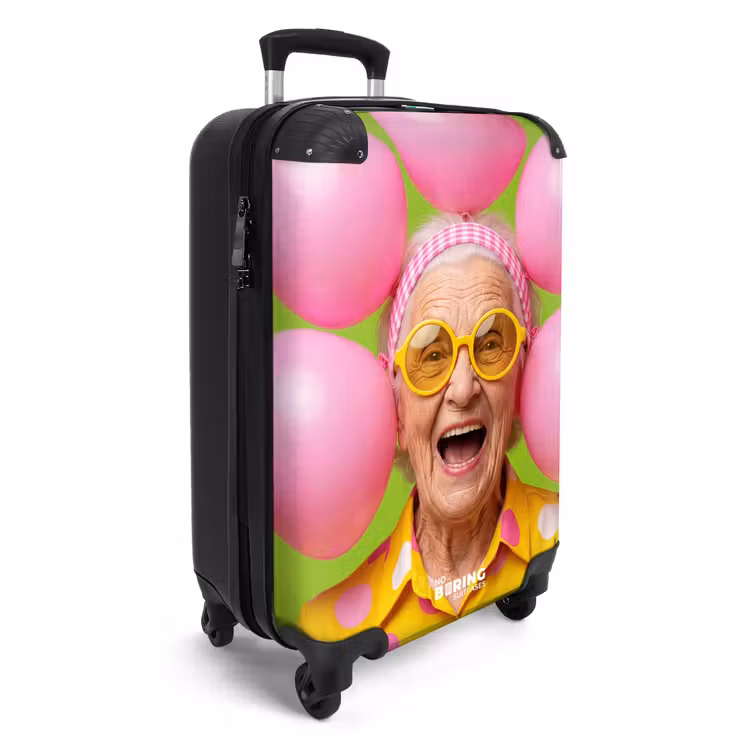 Koffer - Mensch – Luftballons – Party – Bunt – Rosa - Mens - Ballonnen - Feest - Kleurrijk - Roze NBS - Handbagage koffer - Volwassenen Unisex middel