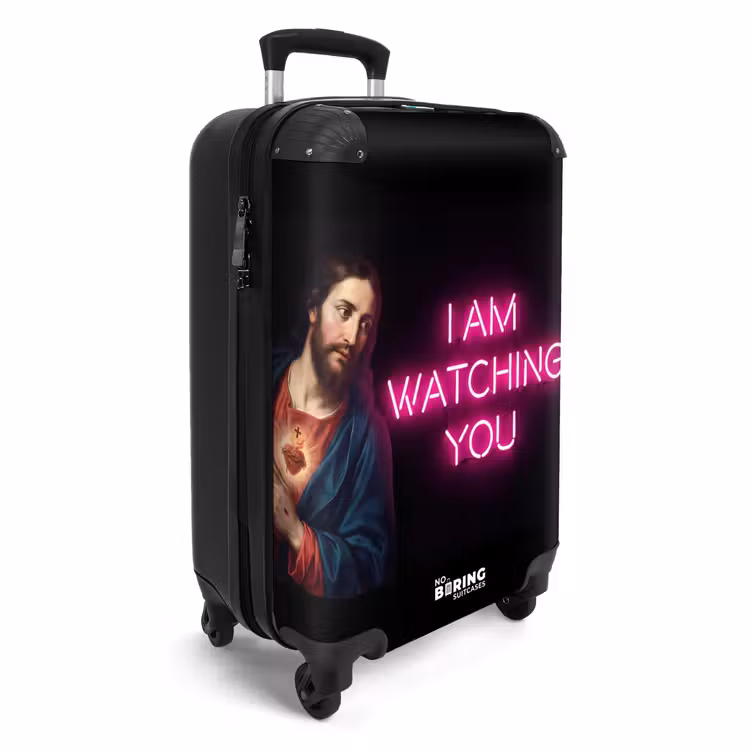 Man - Tekst - Neon NBS - Handbagage koffer - Volwassenen Unisex middel -productfoto_3d