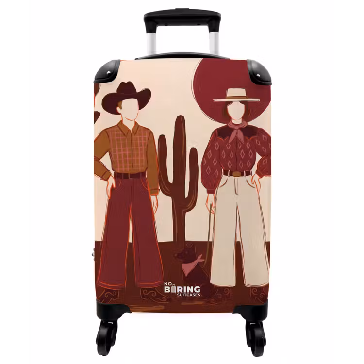 Koffer - Menschen – Cowboy-Kleidung – Western-Stil – Illustration – Braun — 1