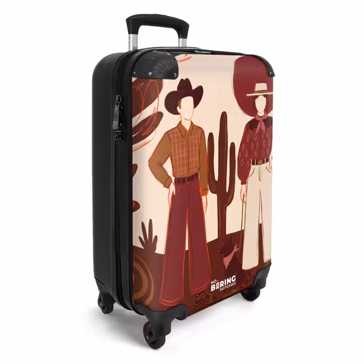Koffer - Menschen – Cowboy-Kleidung – Western-Stil – Illustration – Braun — 2
